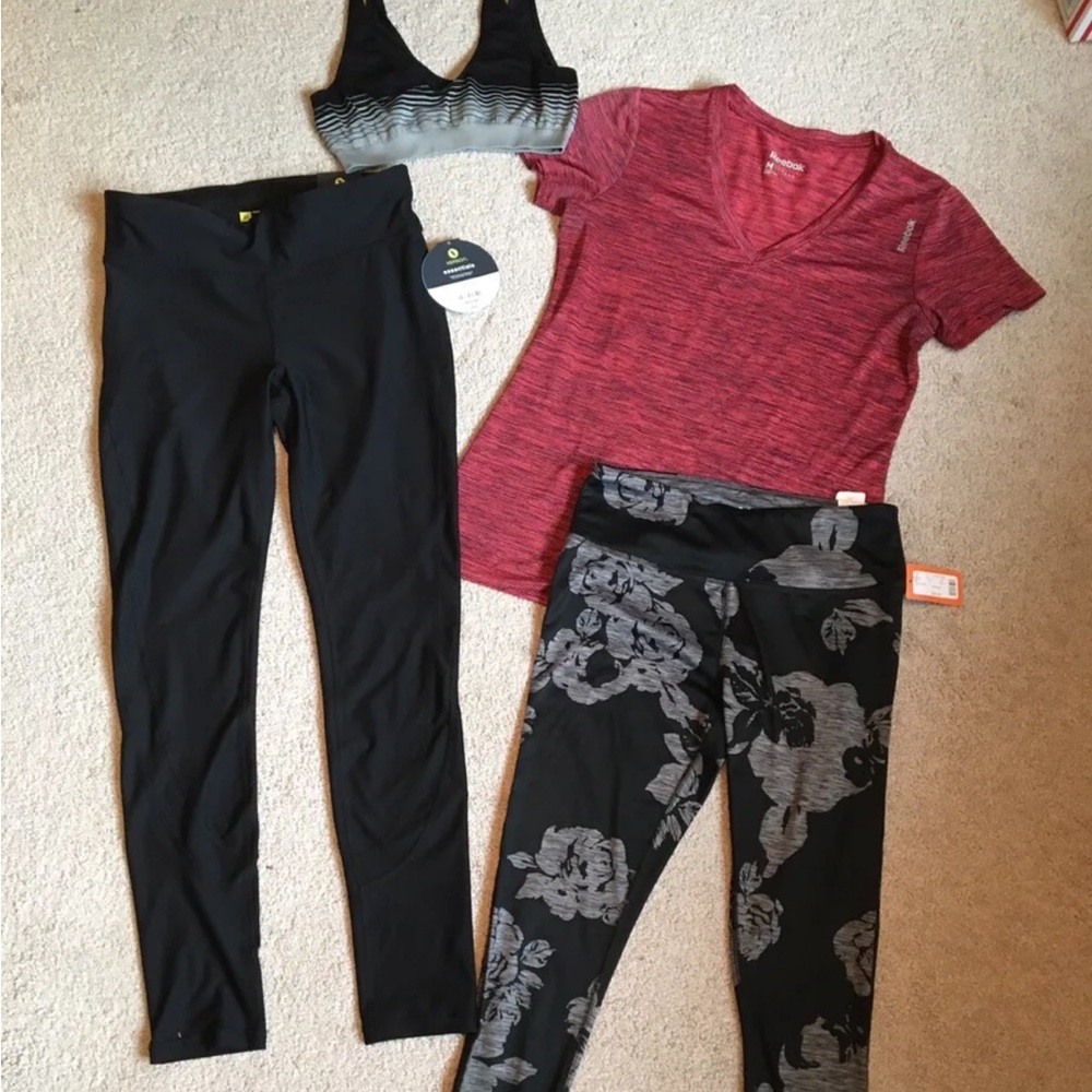 Active Wear Bundle Size Medium Reebok Shirt Xersion & Maurices Leggings Bali Bra